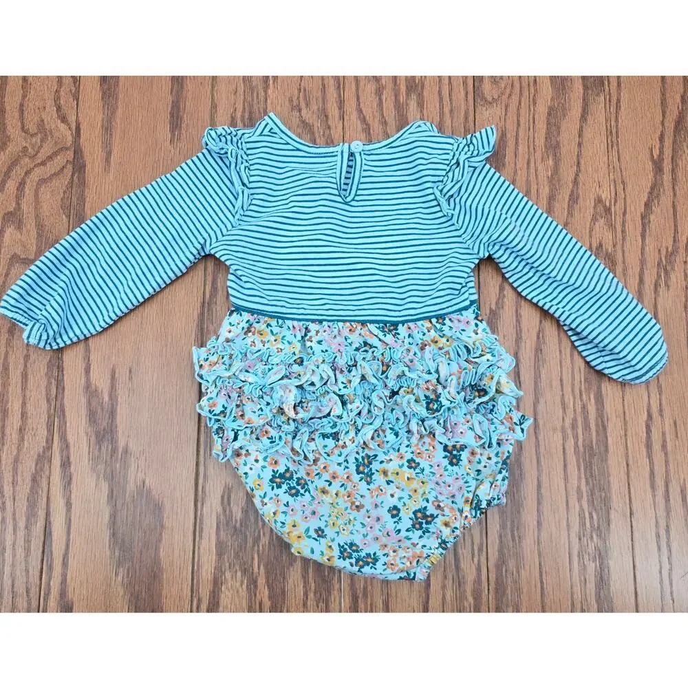 Ruffle ‎ Butts Floral Striped Romper